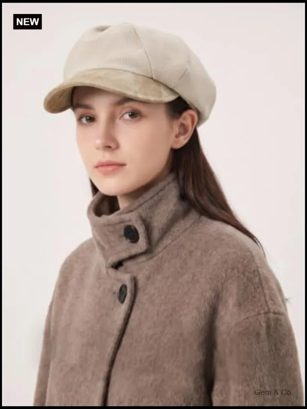 Women's Newsboy Hat with PU Leather Brim Convertible to Beret